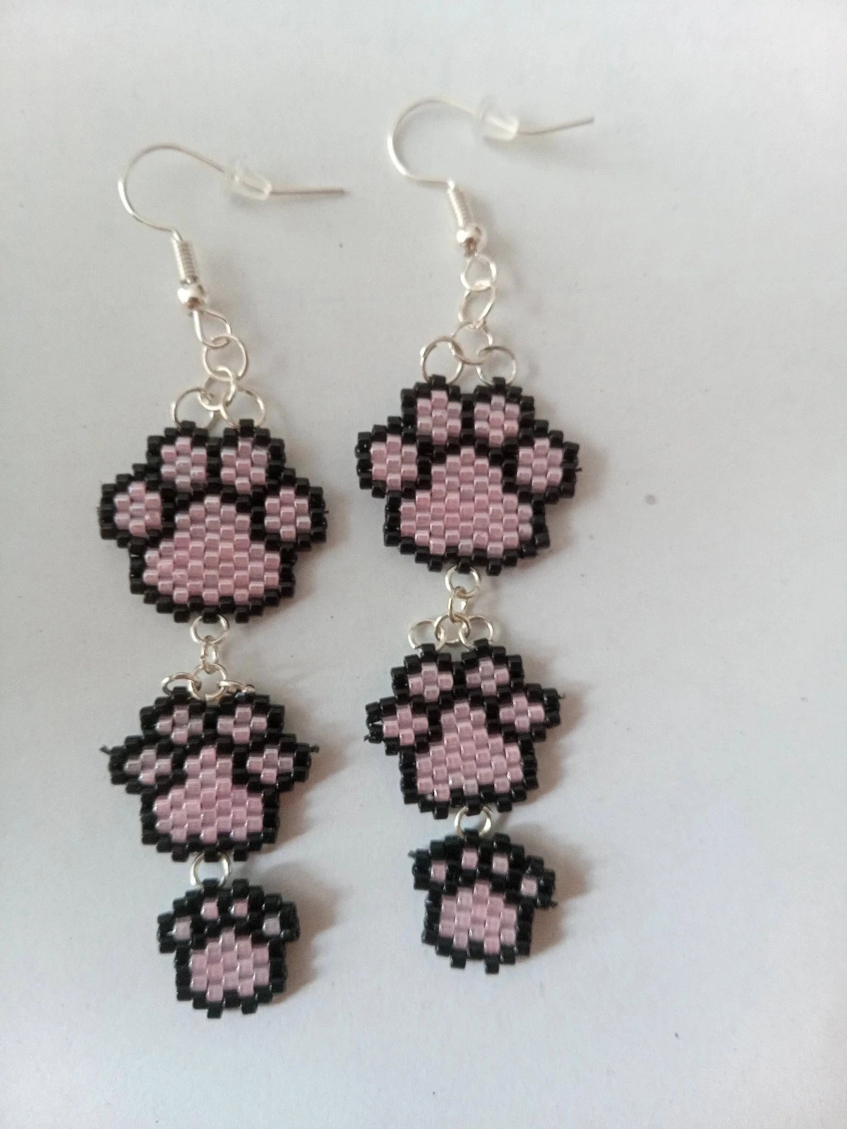 Pendientes "Patas de gato" en perlas Miyuki delica – photo 3